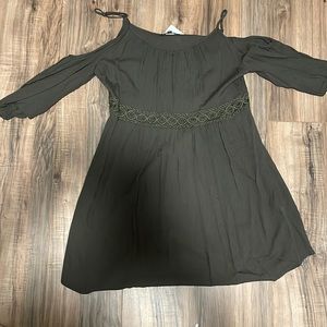 Green Open Shoulder Dress